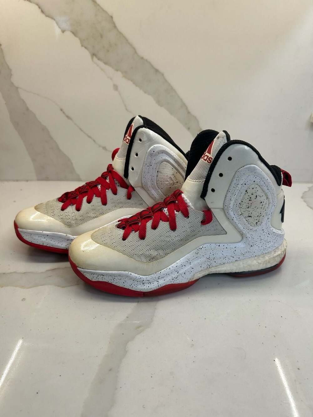 Adidas Boost MMXIV High Top Basketball Shoes White Red Beige - Size 5.5